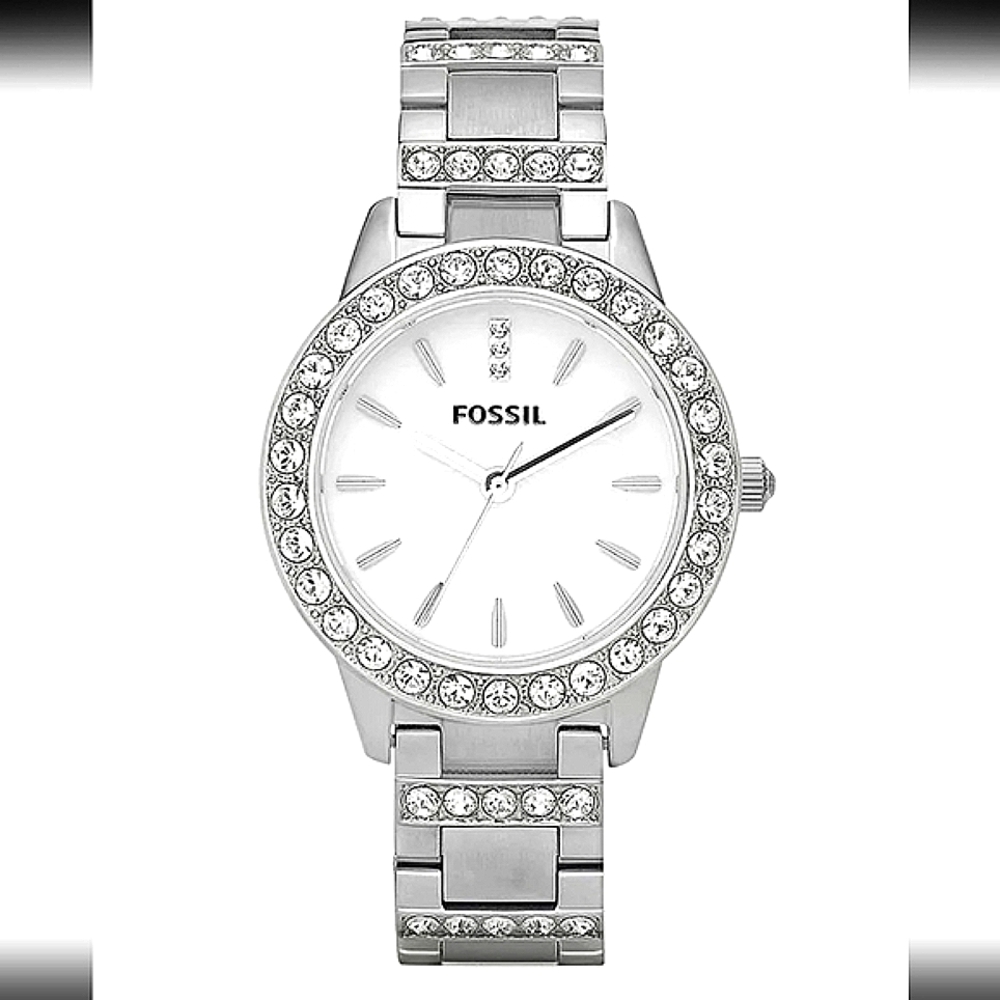 NWT Fossil Women's Jesse Stainless Steel Crystal Quartz Bracelet Watch 34mm
